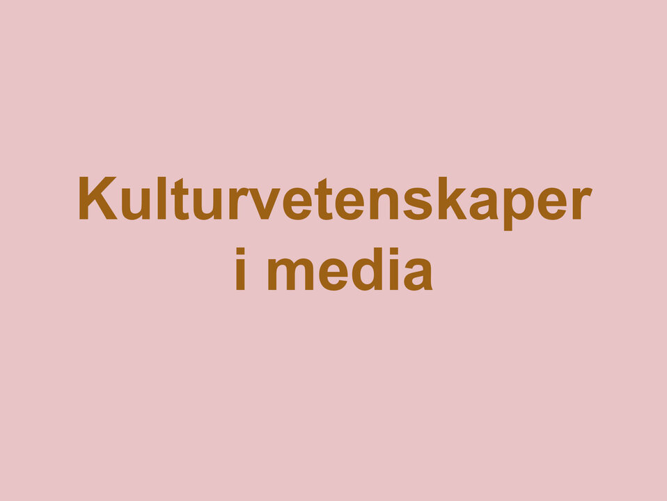 Illustration med texten Kulturvetenskaper i media på rosa bakgrund.