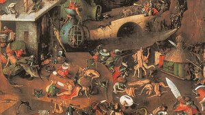  Ondskefull detalj ur ”Den yttersta domen” av Hieronymus Bosch. 