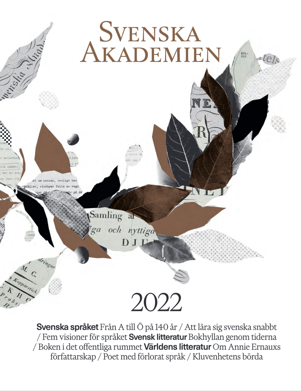 Omslag till Svenska Akademiens verksamhetsberättelse. Illustration.